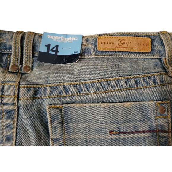 New Gap Capri Jeans Girls 14 Plus Distressed Adjustable Waist Denim NWT 2006 - Picture 4 of 4